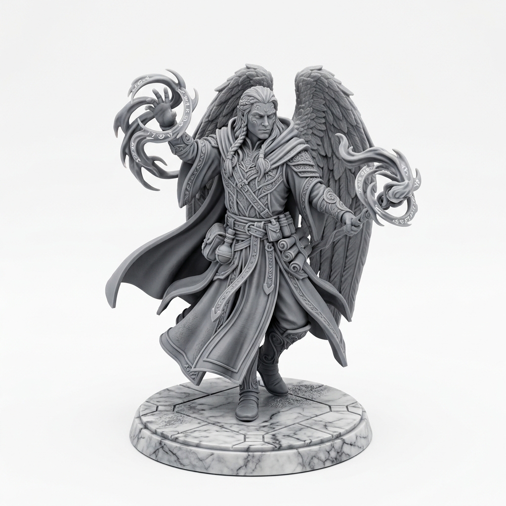 Aasimar Sorcerer 3D Miniature Sculpt